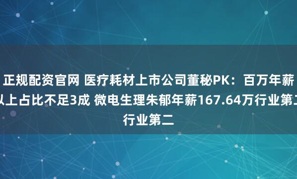 正规配资官网 医疗耗材上市公司董秘PK：百万年薪以上占比不足3成 微电生理朱郁年薪167.64万行业第二